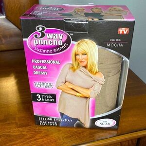 Woman’s 3 way Poncho Suzanne Somersault Color Mocha size Fits XL-3X